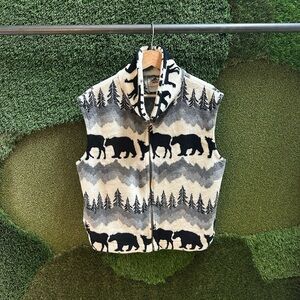 Vintage Animal Wrap Around Fleece Vest Small
